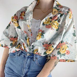 Vintage Floral Hawaiian Short Sleeve Button Down